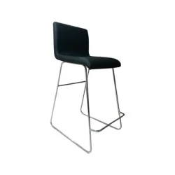 Black Leather Metal Leg Kitchen Bar Chair