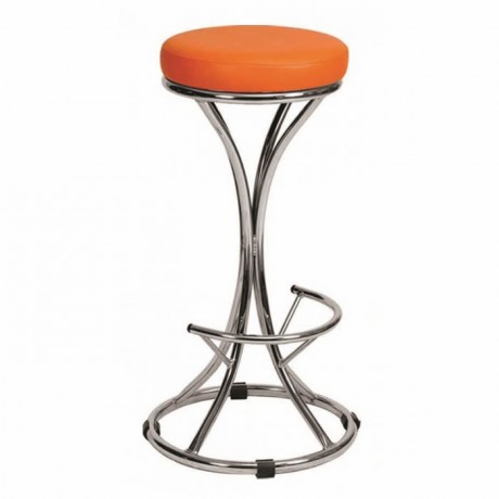 Orange Thick Sponge Sitting Surface Bar Stool Bar Chair