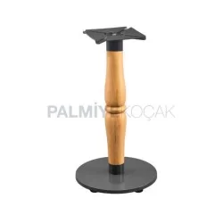 Oak Turning Leg Round Metal Based Cafe Table Leg