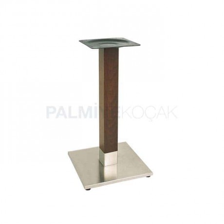 Square Base Square Wooden Profiles Metal Cafe Table Leg