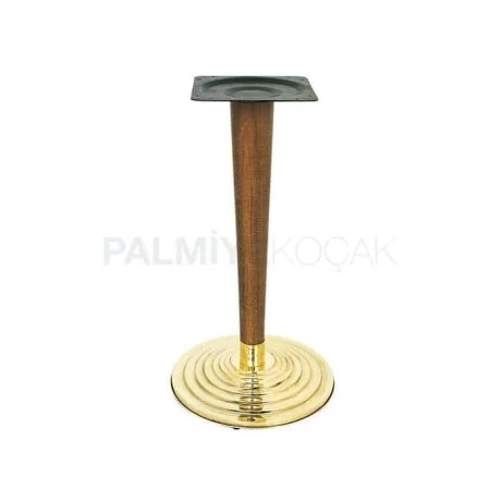 Pirinç Kaplamali Ahşap Torna Ayakli Metal Masa Ayagi