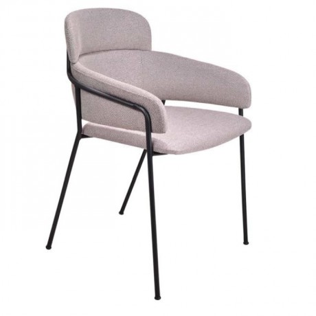 Gray Fabric Upholstered Metal Chair