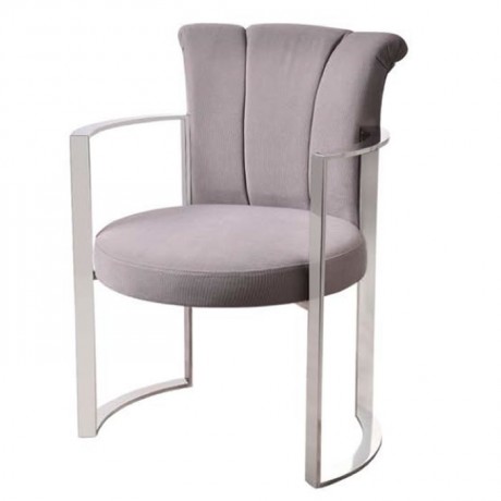 Gray Fabric Covered Metal Chair