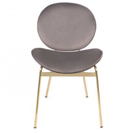 Gray Fabric Covered Brass Leg Chair