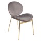 Gray Fabric Covered Brass Leg Chair