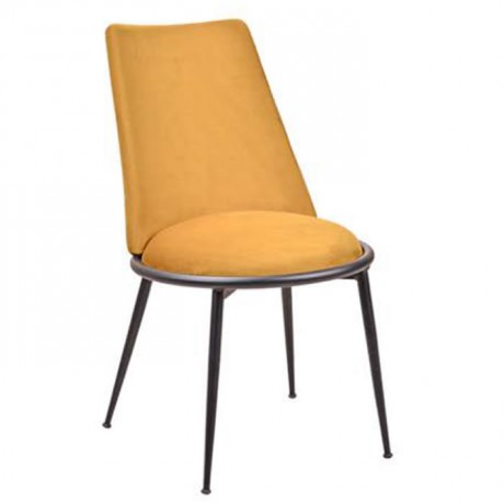 Mustard Colored Fabric Upholstered Metal Chair