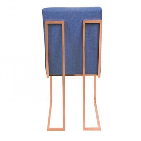 Mavi Kot Görünümlü Kapitoneli Metal Ayaklı Sandalye
