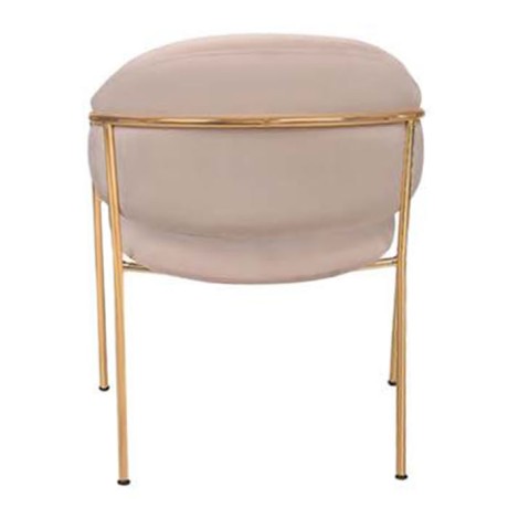 Brass Footed Cream Fabric Upholstered Metal Chair