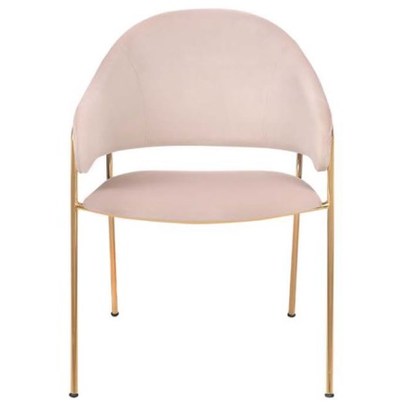 Brass Footed Cream Fabric Upholstered Metal Chair