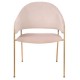 Brass Footed Cream Fabric Upholstered Metal Chair