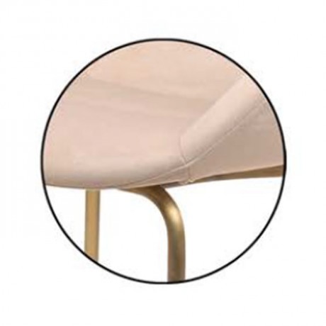 Modern Metal Chair with Brass Legs and Cream Fabric Upholstery