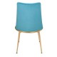 Brass Footed Turquoise Fabric Upholstered Metal Chair
