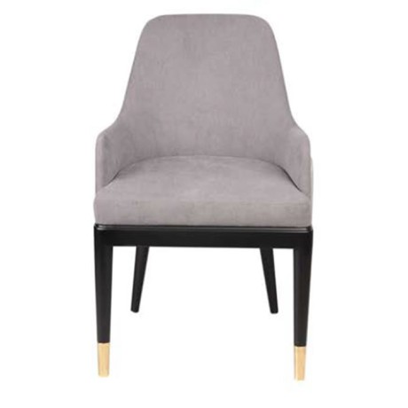 Black Wood Leg Gray Fabric Upholstered Baklava Patterned Back Surface Polyurethane Chair