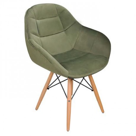 Green Fabric Upholstered Retro Leg Modern Chair