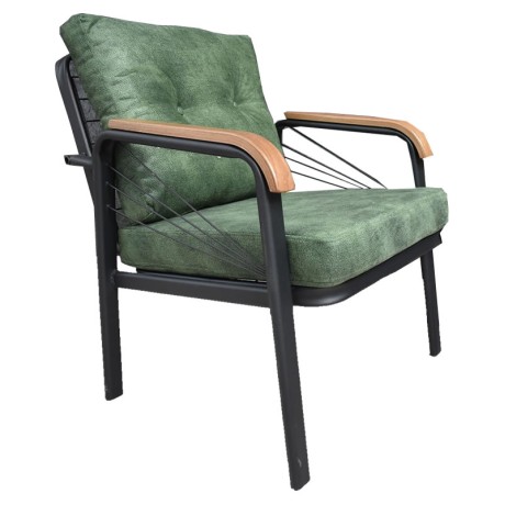 Green Cushioned Metal Cafe Chair