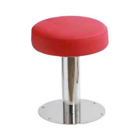 Stainless Base Metal Stool with Red Leather Upholstered