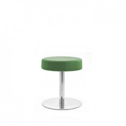 Round Metal Stainless Leg Green Leather Upholstered Stool
