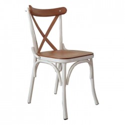 Cream Colored Metal Thonet Chair