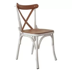 Krem Boyalı Metal Tonet Sandalye