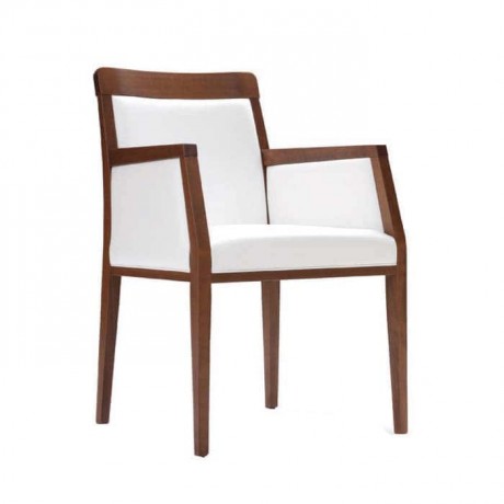 Antique White Upholstered Restaurant Arm Chair 