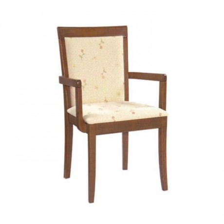 Wooden Walnut Colorful Restaurant Arm Chair