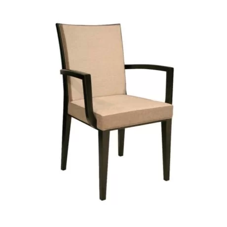 Beige Leather Upholstered Black Painted Hotel Chair
