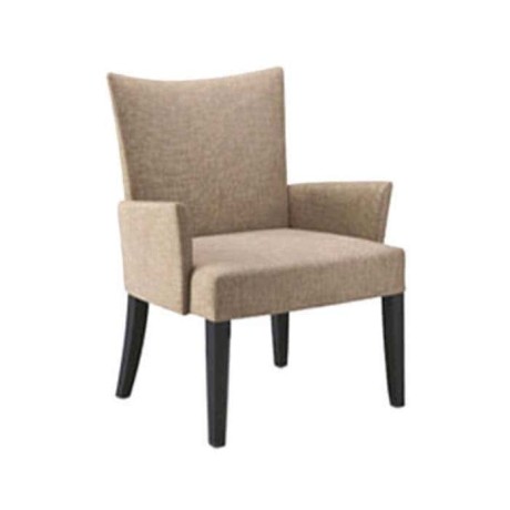 Modern Chair with Beige Fabric Black Painted Arm