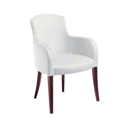 White Fabric Upholstered Cafe Arm Chair