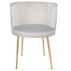 White Fabric Upholstered Back Square Stitched Brass Retro Leg Modern Chair