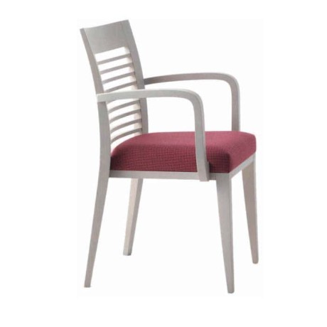 White Lacquered Horizontal Stick Restaurant Arm Chair