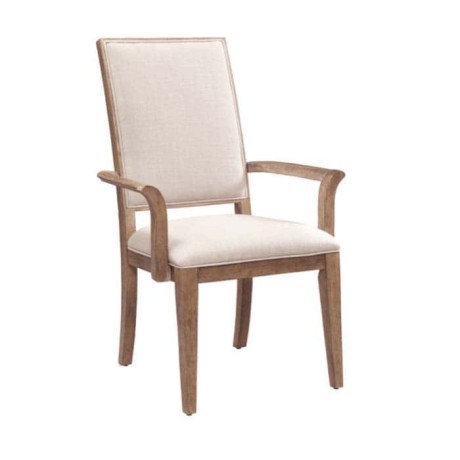 White Artificial Leather Coated Wooden Arm Chair