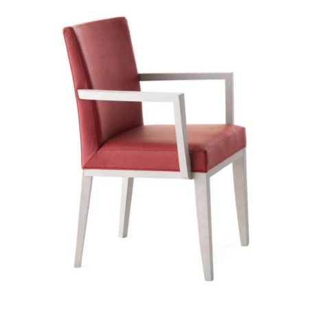 Bordeaux Leather White Lacquered Arm Chair