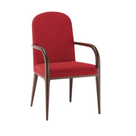 Modern Chair with Bordo Fabric Turned Leg