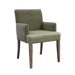 Modern Armchair with Leather Back Cushion Modern Armchair with Leather Back Cushion