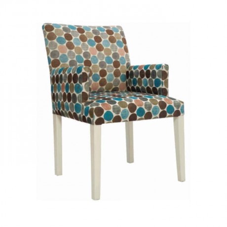 Patterned Fabric Upholstered Wooden Armchair Wooden Chair