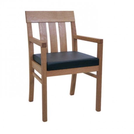 Vertical Stick Black Upholstered Hornbeam Wood Arm Chair