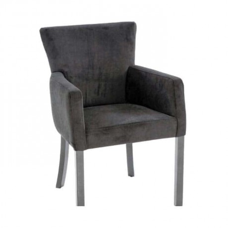 Gray Painted Gray Fabric Cafe Arm Chair