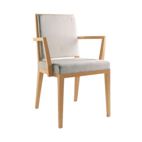 Gray Fabric Wooden Hotel Room Arm Chair