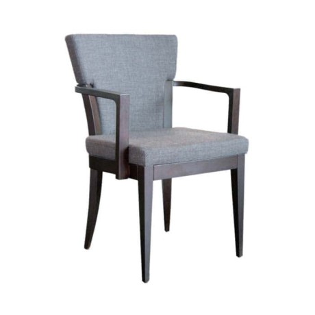 Wooden Arm Chair with Gray Fabric