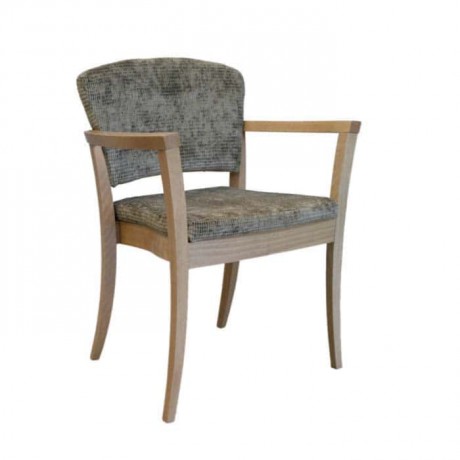 Velvet Fabric Upholstered Wood Armchair