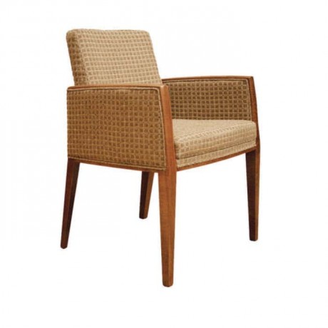 Velvet Fabric Upholstered Wood Arm Chair