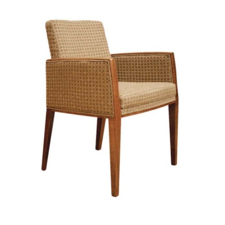 Velvet Fabric Upholstered Wood Arm Chair