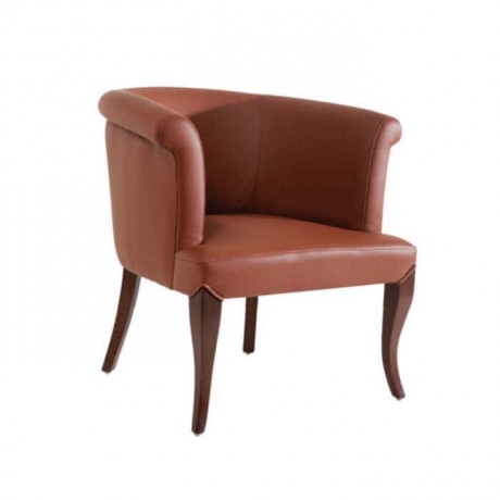 Brown Leather Coated Lukens Leg Cafe Restaurant Arm Chair