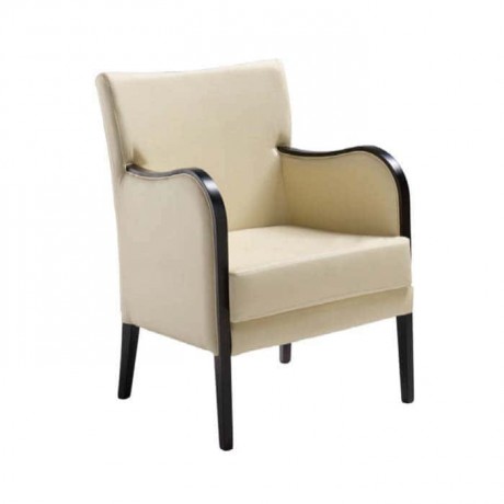 Cream Fabric Upholstered Black Painted Cafe Armchair