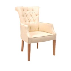 Cream Nubuck Upholstered Quilted Armchair Cream Nubuck Upholstered Quilted Armchair