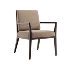 Chaise de café rembourrée en tissu avec bras en bois