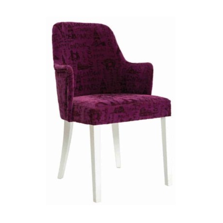 Plum Fabric Modern Wooden Restaurant Chair