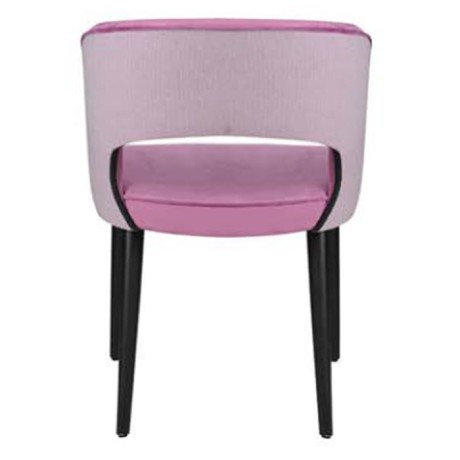 Black Retro Legged Modern Chair with Pink Fabric Upholstery