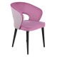 Black Retro Legged Modern Chair with Pink Fabric Upholstery