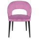 Black Retro Legged Modern Chair with Pink Fabric Upholstery